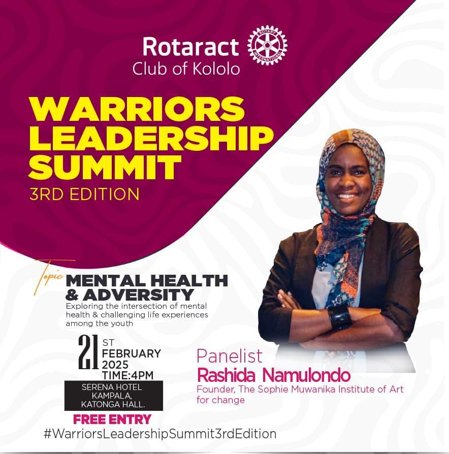 🎭🧠 Warriors Leadership Summit 3rd Edition is set to inspire, empower, and spark meaningful conversations on mental health and leadership!

We’re thrilled to have Rashida Namulondo, award-winning poet and founder of The Sophie Muwanika Institute of Art for Change, as one of our