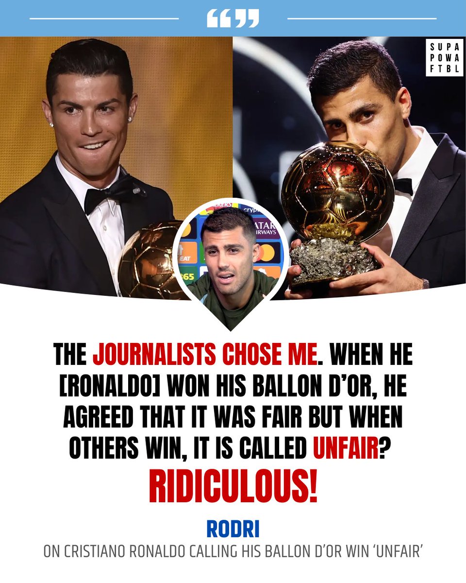 Shots fired back 👀

[ Rodri, Ballon'dor, Cristiano Ronaldo, Manchester City, Real Madrid, UCL, UEFA Champions League ]

#Rodri #Ballondor #CristianoRonaldo #Ronaldo #ManCity #RealMadrid #UCL #UEFA #LaLiga #PremierLeague #ChampionsLeague