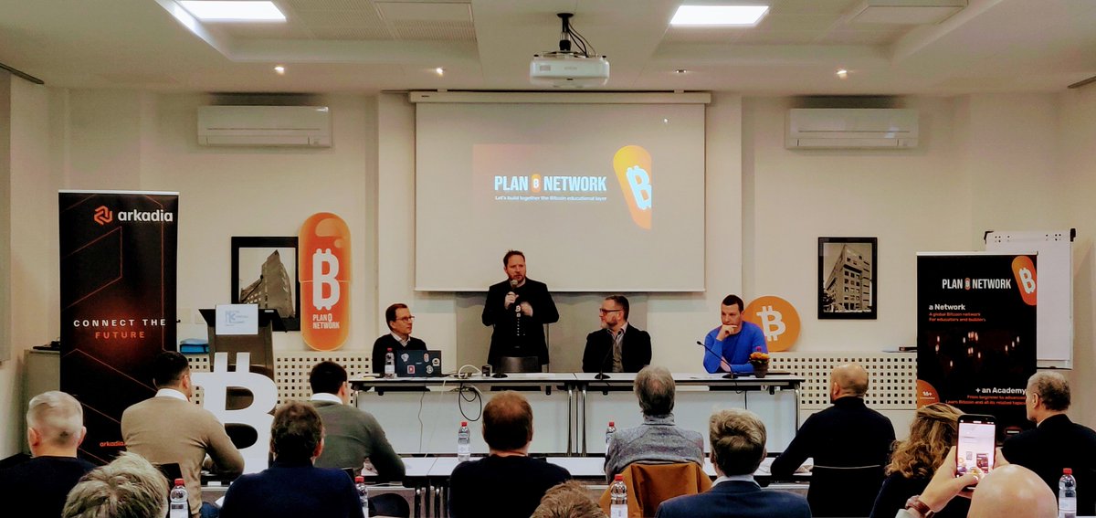 midimarcus's tweet photo. The first in-person federated course by @planb_network   and Arkadia Digital Advisory is kicking off right now in #Lugano with an introduction by @giacomozucco. Topic: Self-Custody and Security. Fun fact: 21 people attending! 🚀🚀🚀 https://t.co/YqbZ7KFXdI