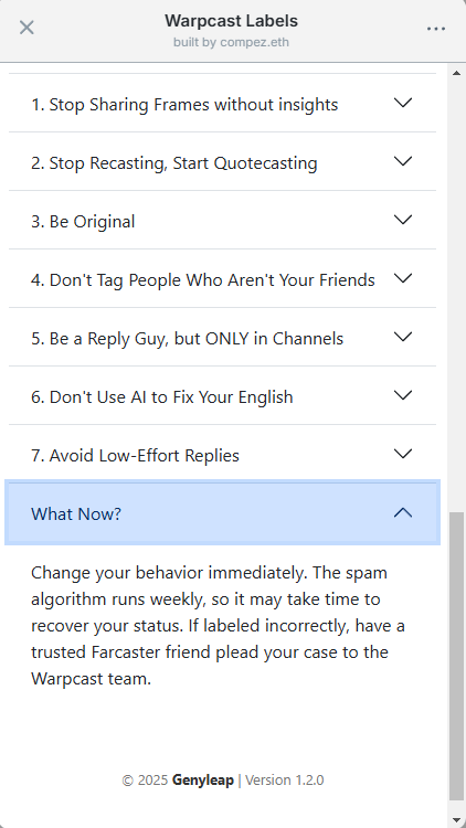 life on warpcast / <a href="/farcaster_xyz/">Farcaster</a>  is not easy, actually it's kinda complicated, you almost need a manual on how to streamline your posts to not get flagged as spam. also if flagged, you have to beg a "trusted" friend who has to beg the warpcast team to forgive you - lel