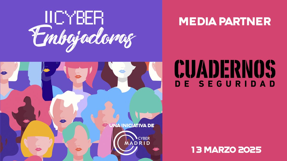 Cluster CyberMadrid (@cyber_madrid) on Twitter photo Nuevo media partner de 📢 𝗖𝗬𝗕𝗘𝗥𝗘𝗠𝗕𝗔𝗝𝗔𝗗𝗢𝗥𝗔𝗦 𝟮𝟬𝟮𝟱 <a href="/cuadernosdeseg/">Cuadernos Seguridad</a>
El objetivo del evento es visibilizar el 𝗧𝗔𝗟𝗘𝗡𝗧𝗢 𝗙𝗘𝗠𝗘𝗡𝗜𝗡𝗢 𝗘𝗡 𝗖𝗬𝗕𝗘𝗥
𝗔𝗴𝗲𝗻𝗱𝗮 𝗲 𝗶𝗻𝘀𝗰𝗿𝗶𝗽𝗰𝗶𝗼𝗻𝗲𝘀: lnkd.in/dJXWwa7F
𝟭𝟯 𝗱𝗲 𝗺𝗮𝗿𝘇𝗼 presencial. Nuevo media partner de 📢 𝗖𝗬𝗕𝗘𝗥𝗘𝗠𝗕𝗔𝗝𝗔𝗗𝗢𝗥𝗔𝗦 𝟮𝟬𝟮𝟱 <a href="/cuadernosdeseg/">Cuadernos Seguridad</a>
El objetivo del evento es visibilizar el 𝗧𝗔𝗟𝗘𝗡𝗧𝗢 𝗙𝗘𝗠𝗘𝗡𝗜𝗡𝗢 𝗘𝗡 𝗖𝗬𝗕𝗘𝗥
𝗔𝗴𝗲𝗻𝗱𝗮 𝗲 𝗶𝗻𝘀𝗰𝗿𝗶𝗽𝗰𝗶𝗼𝗻𝗲𝘀: lnkd.in/dJXWwa7F
𝟭𝟯 𝗱𝗲 𝗺𝗮𝗿𝘇𝗼 presencial.