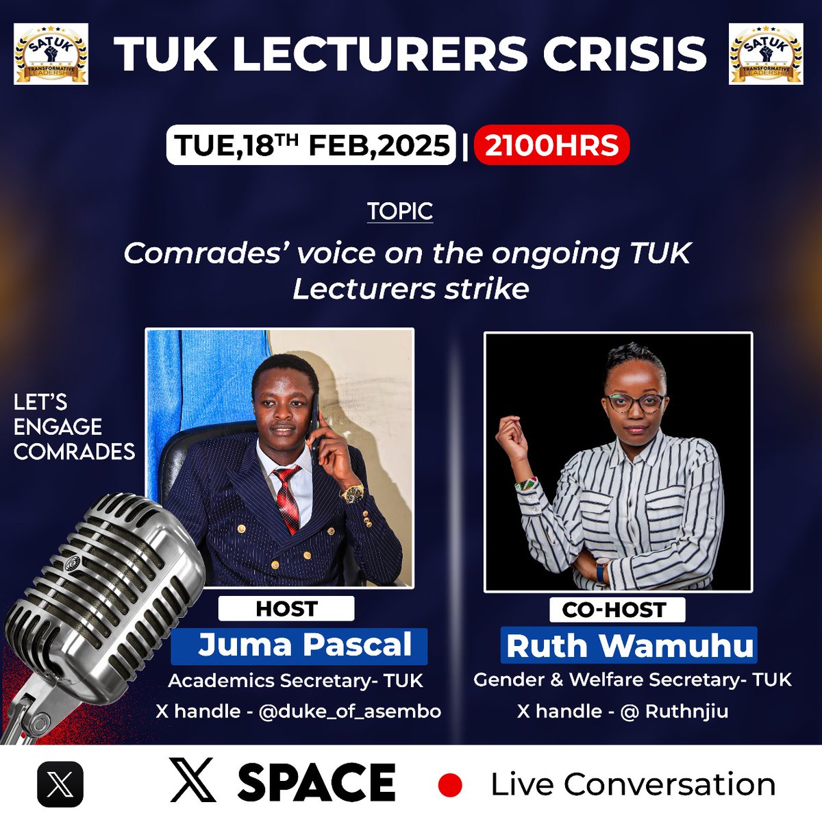 duke_of_asembo's tweet photo. HERE WE GO AGAIN.

We will be discussing serious matters through my official handle &amp; thereby giving directions from the Students Union. All are welcome.
#ReopenTuk https://t.co/ejt6wle3qB