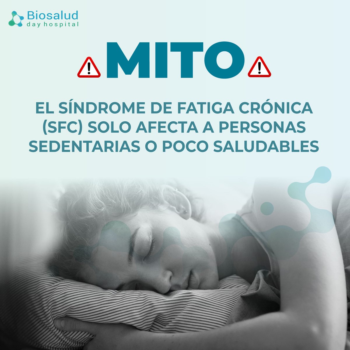 biosalud's tweet photo. ❌Mito: El síndrome de fatiga crónica (SFC) solo afecta a personas sedentarias o poco saludables 

✅ Realidad: El síndrome de fatiga crónica puede afectar a cualquier persona, independientemente de su nivel de actividad física o salud previa. 
https://t.co/uXbkfVj37E https://t.co/HrlAnSJFhc