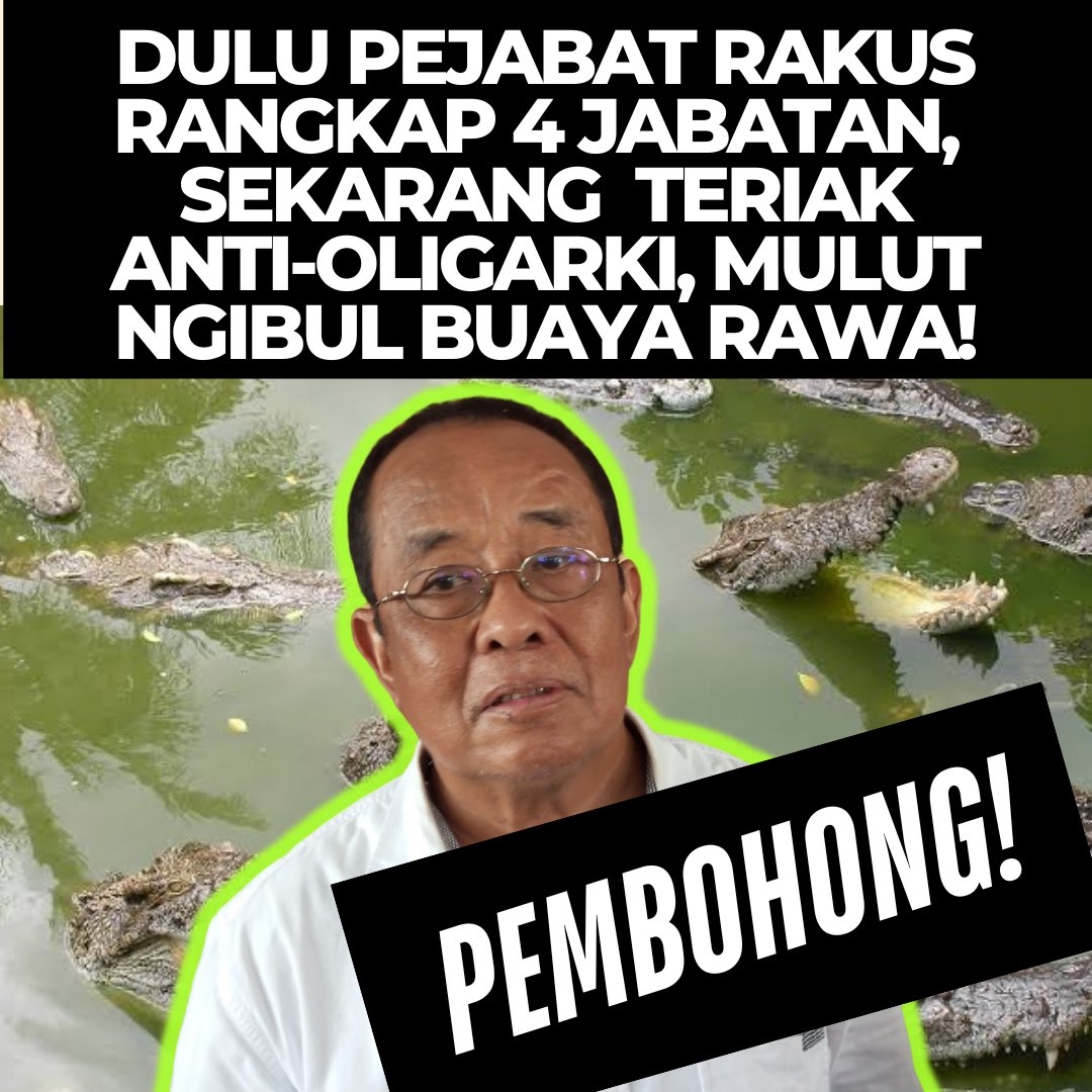 GUA TUNJUKIN
SIFAT ASLI BUAYA DARAT

Gua tunjukin! Dulu Said Didu rakus jabatan, sampe rangkap 4 posisi di BUMN. Gaji gede, fasilitas elite, tapi tetap aja ogah-ogahan lapor LHKPN. Transparansi? Nggak ada di kamusnya! Tapi begitu keluar dari sistem, mendadak jadi paling vokal