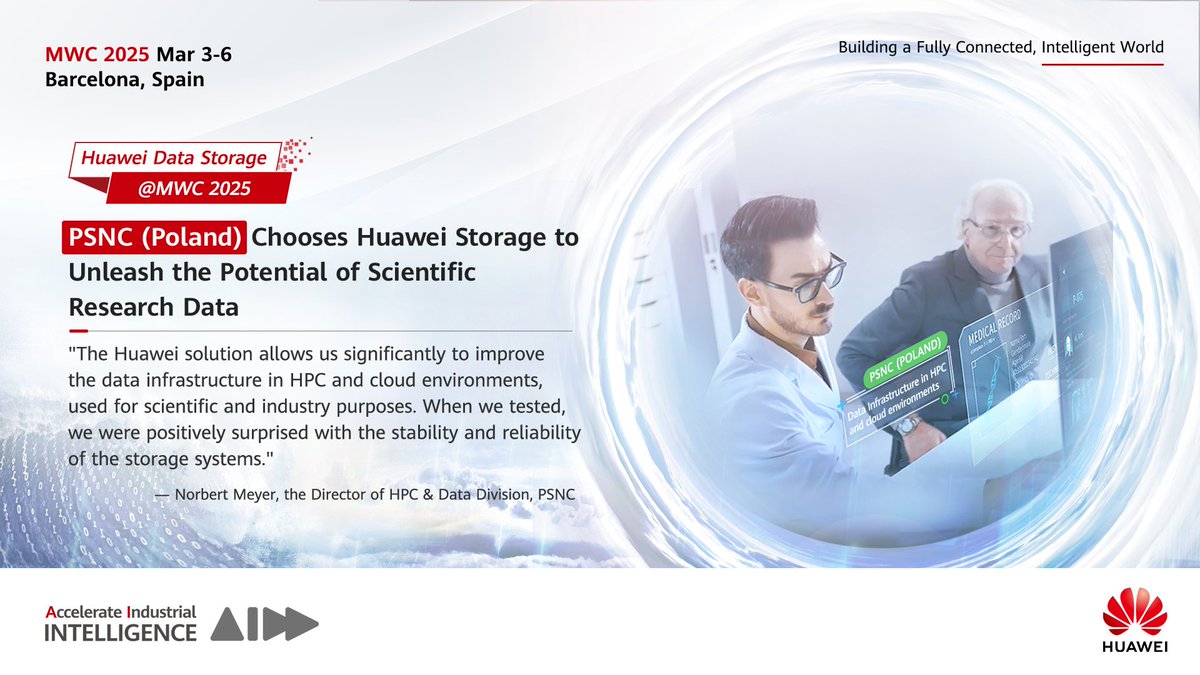 IT_Huawei's tweet image. Rapid data analytics❔
Simplified management process❔
Scale meets efficiency at Poznan Supercomputing and Networking Center (PSNC). The center chooses #HuaweiStorage to deliver the #HPC and #datalake services that power scientific and #research breakthroughs. Explore the full