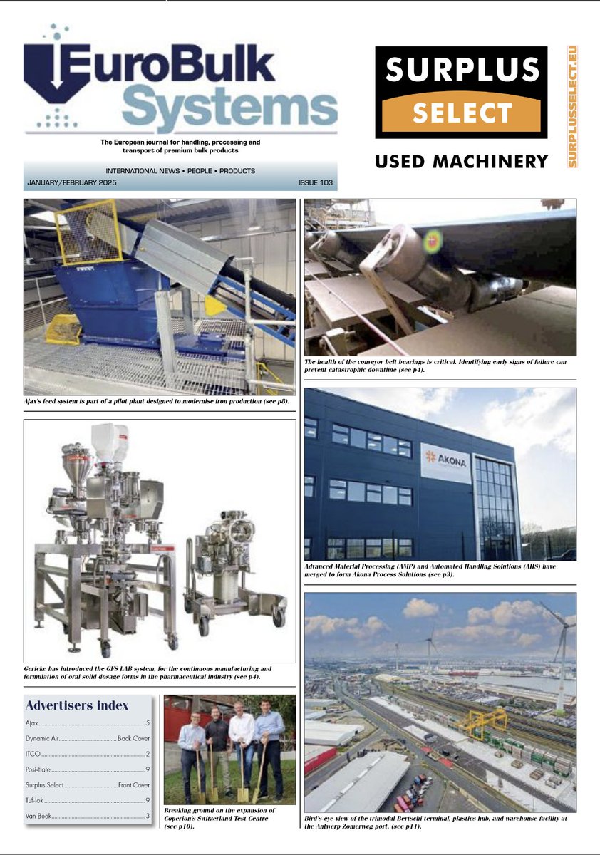 Jan/Feb 25 edition ofEuroBulkSystems is here! Highlights include:

- Hidden threat of conveyor belt bearing failures
- How AI is reshaping Industry 4.0 &amp; predictive maintenance
- Bertschi’s global growth &amp; decarbonized logistics
and much more! 

Read Here: edition.pagesuite-professional.co.uk/html5/reader/p…