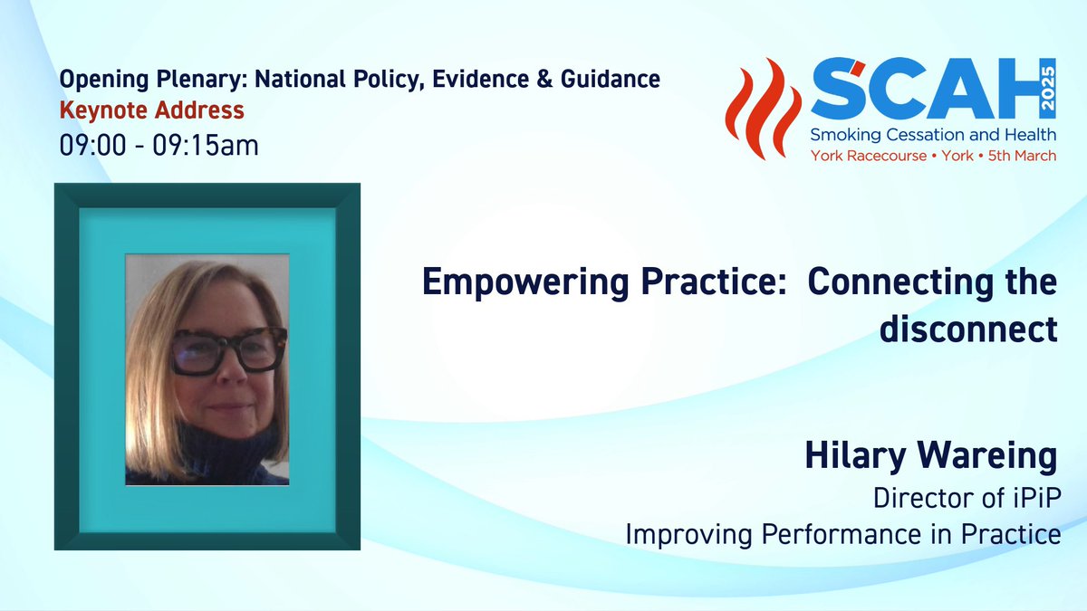 Smoking Cessation and Health (@scahconf) on Twitter photo #SCaH2025 is delighted to welcome back Hilary Wareing who will give a Keynote Address - Empowering practice: connecting the disconnect - in the Morning Plenary.
See the full agenda here: smokingcessationandhealth.co.uk/agenda-2025/
Book your place on 5th March here: smokingcessationandhealth.co.uk/register/ #SCaH2025 is delighted to welcome back Hilary Wareing who will give a Keynote Address - Empowering practice: connecting the disconnect - in the Morning Plenary.
See the full agenda here: smokingcessationandhealth.co.uk/agenda-2025/
Book your place on 5th March here: smokingcessationandhealth.co.uk/register/