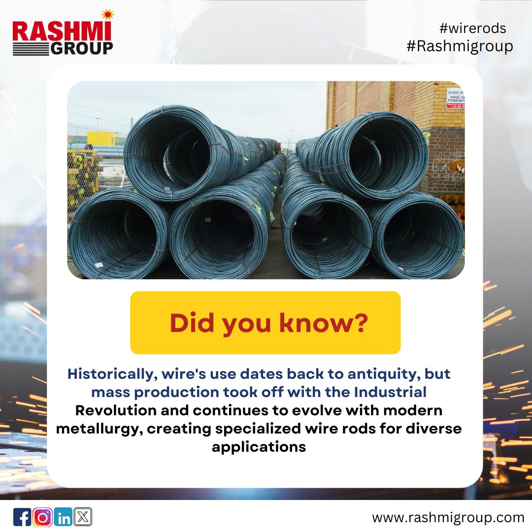 GroupRashmi's tweet image. Wire rods: The foundation of progress. #WireRods #RashmiGroup #Industry #Manufacturing