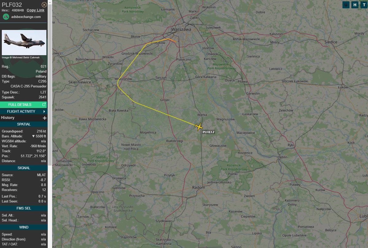 PolishMilRadar's tweet photo. ⌚️ 18.02 09:26LT
🇵🇱 Siły Powietrzne RP
✈️ CASA C-295M "021"
#PLF032 zniża ⬇️
🛫 Warszawa #EPWA
🛬 Baza Lotnicza Dęblin #EPDE
🔗https://t.co/FfAKf6Aam6
#POLMILRADAR https://t.co/gUDNl1OWBQ