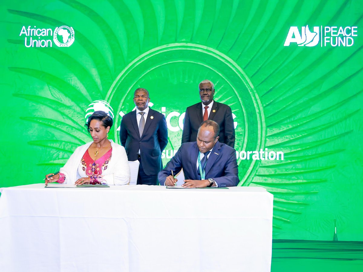 The African Union Commission and the African Reinsurance Corporation (Africa Re) partner for Peace on the Continent. A Letter of Commitment was signed between both institutions at the AU Headquarters in Addis Ababa, Ethiopia, on Saturday 15 February 2025. Picture below :
