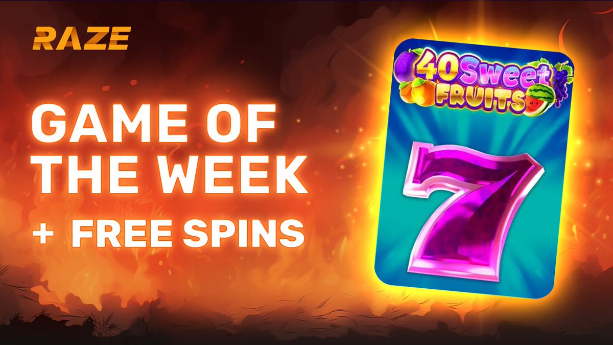 RazeCasino's tweet photo. Raze the Ball has chosen 40 Sweet Fruits by Gamzix as his Game of the Week and it’s an extra juicy slot even by his standards.
How to Enter:
🔹 Follow, like, and retweet this post
#FreeSpinBonus #RazeCasino #CasinoBonus #CasinoFreeSpins #40SweetFruits #giveaway #free https://t.co/bpXoW8irZo
