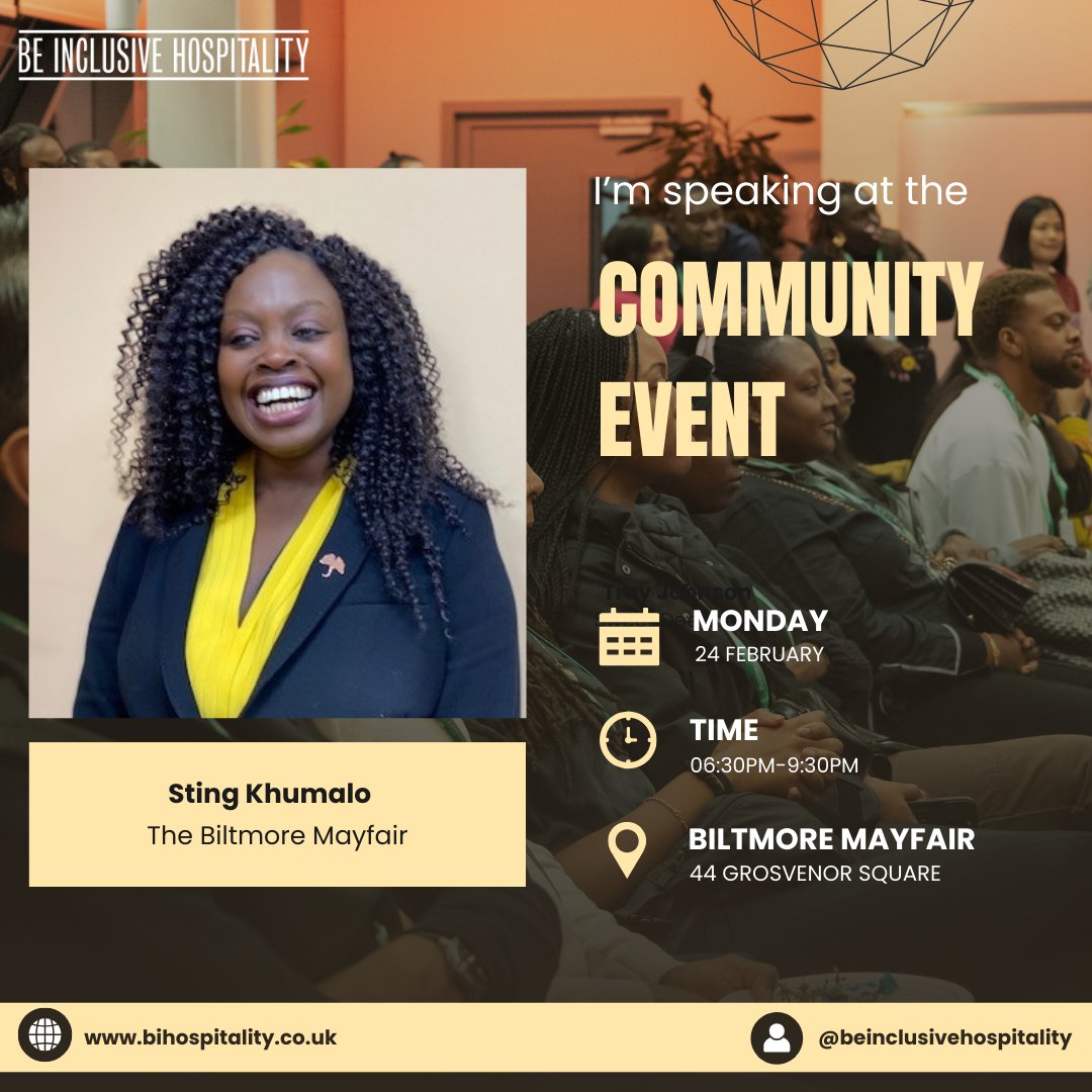 Our first #BeInclusiveHospitality community event of 2025 is just around the corner! 

We’re gathering an incredible lineup of hospitality professionals for an evening of thought-provoking conversations and networking.

🎟 Tickets available below
eventbrite.com/e/community-ne…