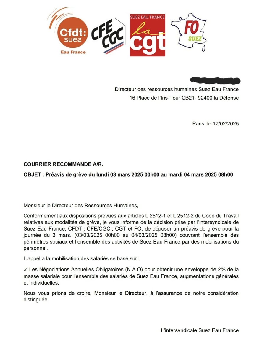 N.A.O insuffisantes !
Ouverture nouveau bâtiment Suez
La Défense, Paris _ 3 mars 2025.

📝 Note : 
Prévoir palette, fumigène, enceintes, micro, pour une inauguration d'installation réussie.

<a href="/CGTCadresTechs/">Ugict - les Ingés Cadres Techs CGT</a> @fdspcgt <a href="/lacgtcommunique/">La CGT</a>