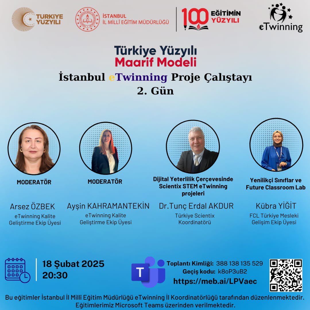 ARSEZ ÖZBEK (@arsezozbek) on Twitter photo 📢 "Türkiye Yüzyılı Maarif Modeli İstanbul eTwinning Proje Çalıştayı Dijital Yeterlilik Çerçevesinde Scientix STEM eTwinning Projeleri ve Yenilikçi Sınıflar Future Classroom Lab Eğitimi"
<a href="/scientix_eu/">Scientix</a> <a href="/ScientixTurkiye/">Scientix Türkiye</a> <a href="/tretwinning/">eTwinning Türkiye</a> <a href="/eTwinning_ist/">eTwinning İstanbul</a>
🔗meb.ai/LPVaec 📢 "Türkiye Yüzyılı Maarif Modeli İstanbul eTwinning Proje Çalıştayı Dijital Yeterlilik Çerçevesinde Scientix STEM eTwinning Projeleri ve Yenilikçi Sınıflar Future Classroom Lab Eğitimi"
<a href="/scientix_eu/">Scientix</a> <a href="/ScientixTurkiye/">Scientix Türkiye</a> <a href="/tretwinning/">eTwinning Türkiye</a> <a href="/eTwinning_ist/">eTwinning İstanbul</a>
🔗meb.ai/LPVaec