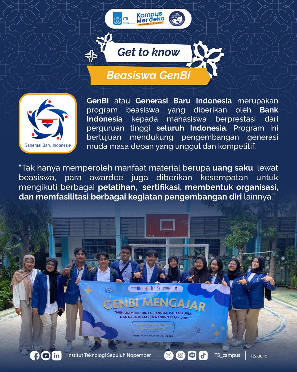 its_campus's tweet photo. #ITSSurabaya
#ITSCampus
#BeasiswaITS
#GenBI
#RaihMimpimu
#MahasiswaBerprestasi
#KampusMerdeka
#SDG1
#NoPoverty
#SDG4
#QualityEducation
#SDG10
#ReducedInequalities https://t.co/NhkLB2dLLk