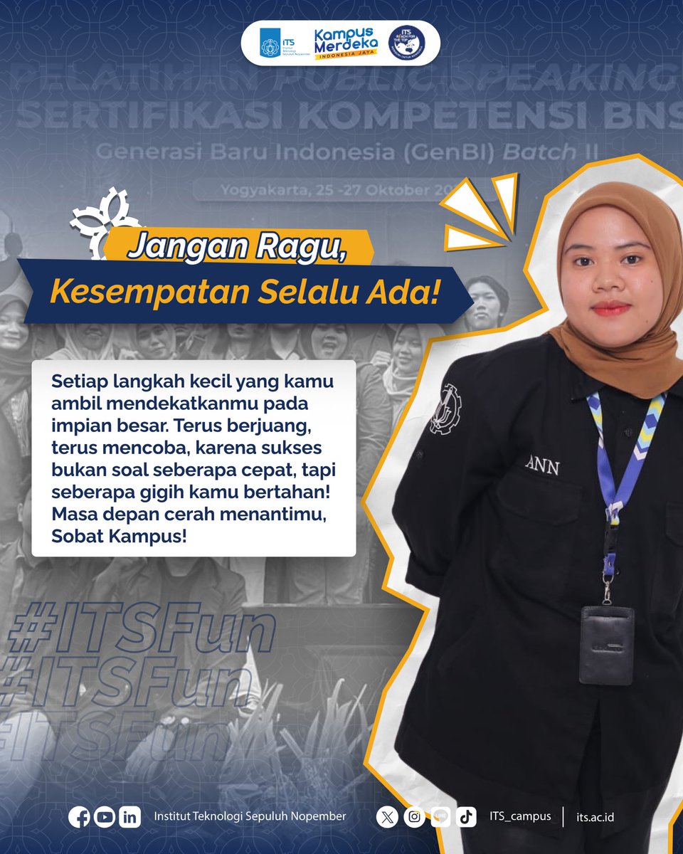 its_campus's tweet photo. #ITSSurabaya
#ITSCampus
#BeasiswaITS
#GenBI
#RaihMimpimu
#MahasiswaBerprestasi
#KampusMerdeka
#SDG1
#NoPoverty
#SDG4
#QualityEducation
#SDG10
#ReducedInequalities https://t.co/NhkLB2dLLk