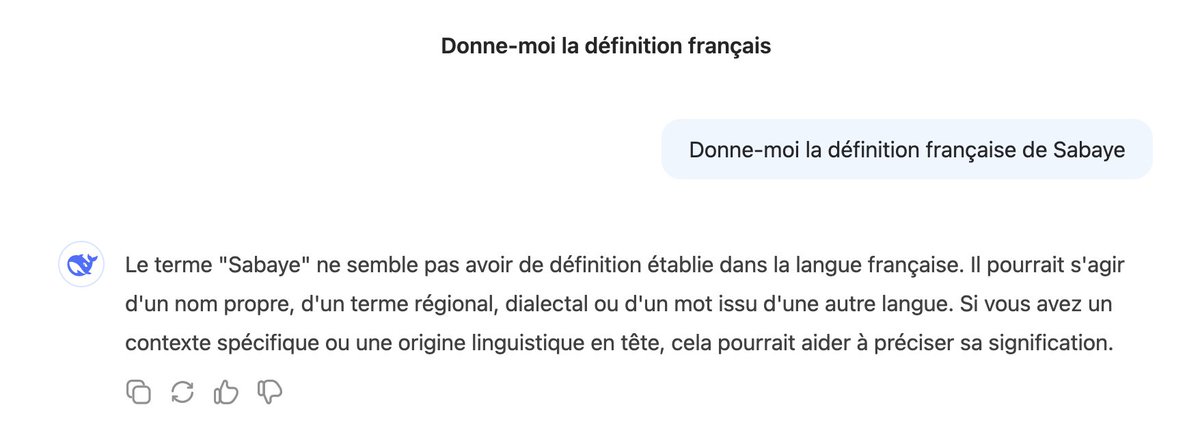 Bravo à <a href="/MistralAI/">Mistral AI</a> le seul à me donner la définition du mot "Sabaye"