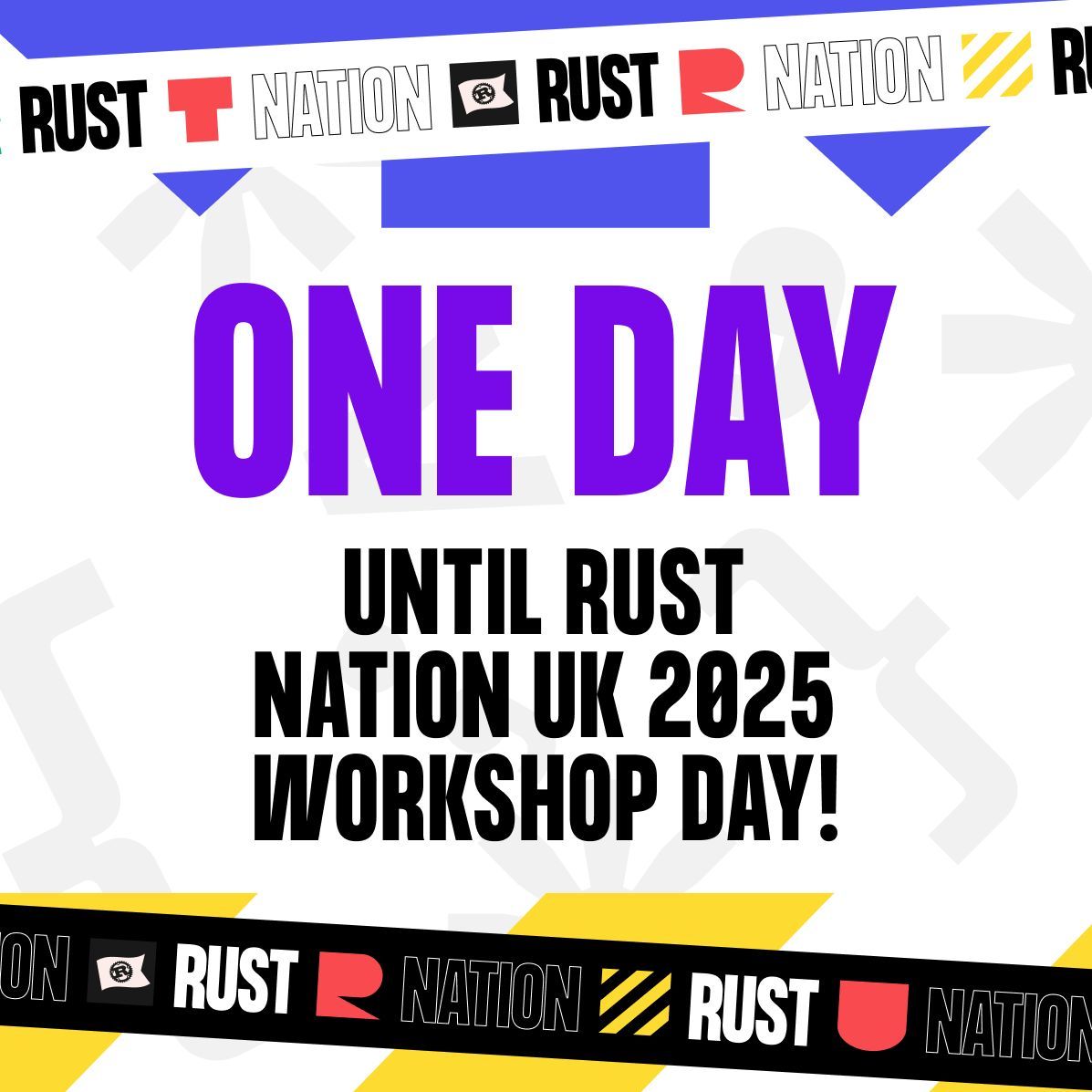 Rust Nation UK 🦀 (@rustnationuk) on Twitter photo The wait is almost over! ⏰
#rustnationuk25 kicks off TOMORROW with our hands-on Workshop Day.
We have sessions led by Herbert Wolverson (<a href="/herberticus/">Herbert "TheBracket" Wolverson</a>), Luca Palmieri (<a href="/algo_luca/">Luca Palmieri</a> ) and Conrad Ludgate (<a href="/ConradLudgate/">Conrad Ludgate 🐀</a>). The wait is almost over! ⏰
#rustnationuk25 kicks off TOMORROW with our hands-on Workshop Day.
We have sessions led by Herbert Wolverson (<a href="/herberticus/">Herbert "TheBracket" Wolverson</a>), Luca Palmieri (<a href="/algo_luca/">Luca Palmieri</a> ) and Conrad Ludgate (<a href="/ConradLudgate/">Conrad Ludgate 🐀</a>).