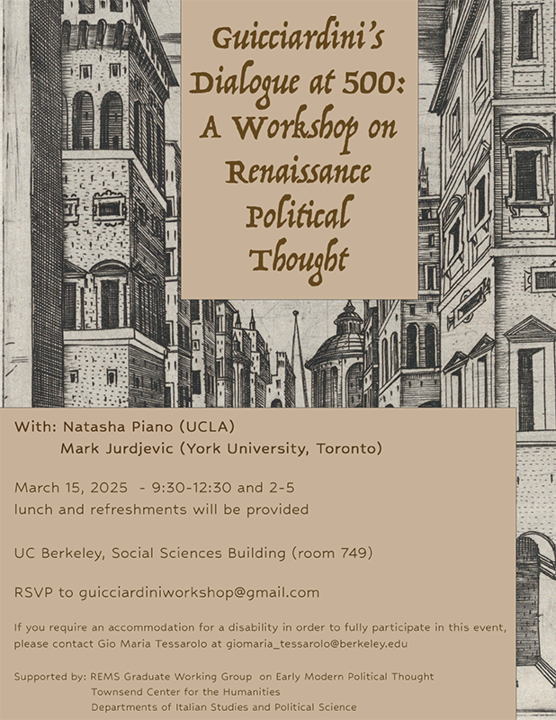 Happening March 15! Guicciardini's Dialogue at 500: a Workshop on Renaissance Political Thought. ow.ly/lvpv50UTcvB #RenTwitter #earlymodern