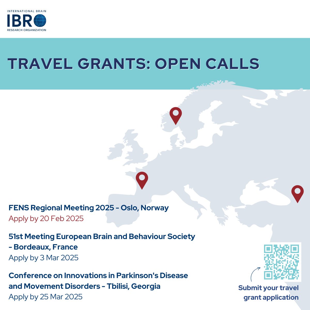 Get IBRO's support to attend the #neuroscience conferences &amp; meetings of your dreams in 2025!
More information on how to apply, deadlines &amp; other practicalities are available on our website  👉 ibro.org/grant/travel-g… 

#IBROinEurope

<a href="/FENSorg/">FENS</a> <a href="/azuleonmeetings/">Azuleon sas</a> #EBBS2025