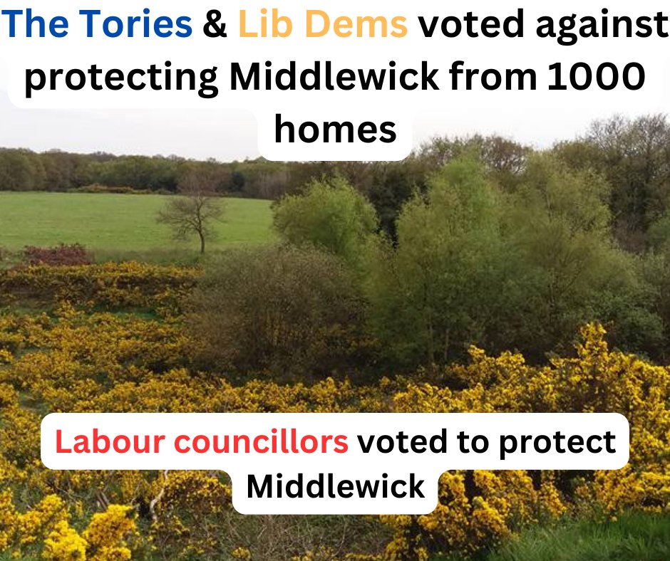 Last night the Tories and Lib Dems had a chance to save Middlewick.  

I'm young enough to remember when both parties claimed to care about the site.  It turns out they were using it as a political football.  

Middlewick is still at risk of 1000 homes due to their recklessness