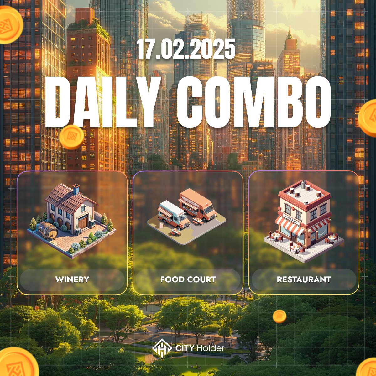 ⏰ 30 minutes left to complete yesterday's combo!

✔️ Food Court 
✔️ Winery 
✔️ Restaurant

And today's agenda includes 🐟 and 👨‍🌾.

Play #CITYHolder now: t.me/cityholder/gam…

#BuildToEarn #PlayToEarn