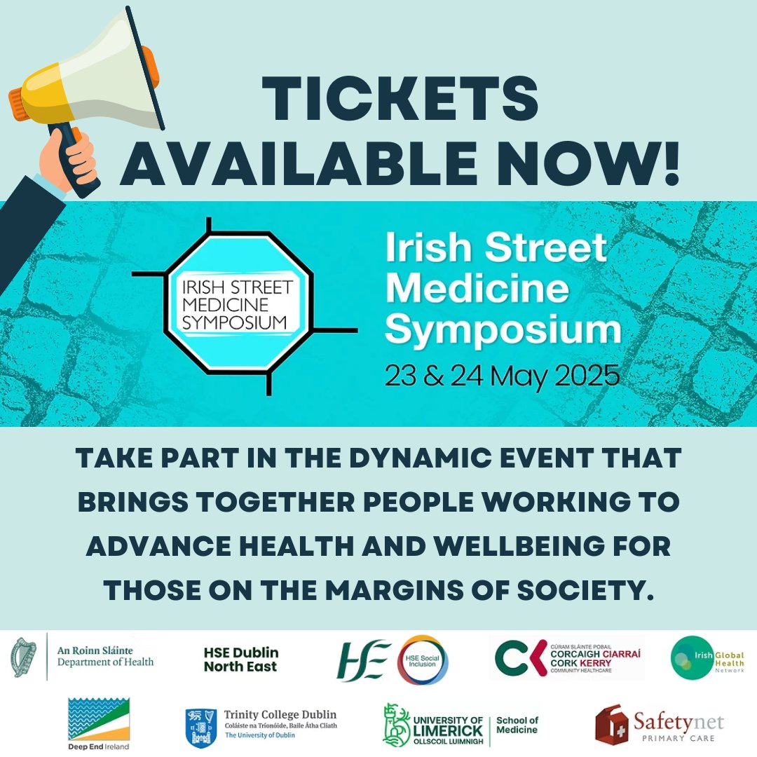 GlobalHealth.ie and ESTHER.ie (@ifglobalhealth) on Twitter photo 📢 Tickets available now for the 2025 Irish Street Medicine Symposium!
We are delighted to be partnering on this incredible event, taking place on 23rd and 24th May 2025 at Trinity College Dublin 🌎 🩺
Get your tickets bit.ly/3CgB7fM
<a href="/SafetynetPC/">Safetynet Primary Care</a> <a href="/HSELive/">HSE Ireland</a> <a href="/UL/">University Of Limerick</a> 📢 Tickets available now for the 2025 Irish Street Medicine Symposium!
We are delighted to be partnering on this incredible event, taking place on 23rd and 24th May 2025 at Trinity College Dublin 🌎 🩺
Get your tickets bit.ly/3CgB7fM
<a href="/SafetynetPC/">Safetynet Primary Care</a> <a href="/HSELive/">HSE Ireland</a> <a href="/UL/">University Of Limerick</a>