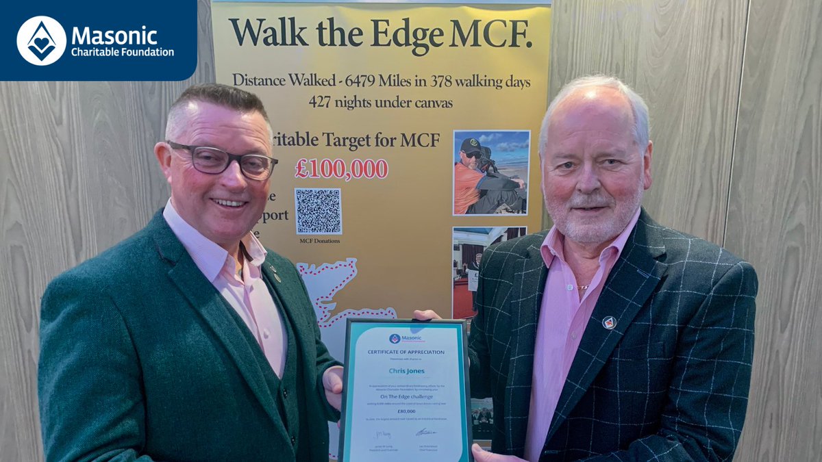 🙌 Over the weekend, <a href="/lincsmasonic/">Lincs Freemasons</a> hosted a lunch to celebrate the achievement of Chris Jones, who walked round the coast of Britain. He became the largest single fundraiser for the MCF and we thank him for his efforts.

You can still donate here: ow.ly/SlSs50V1O8a