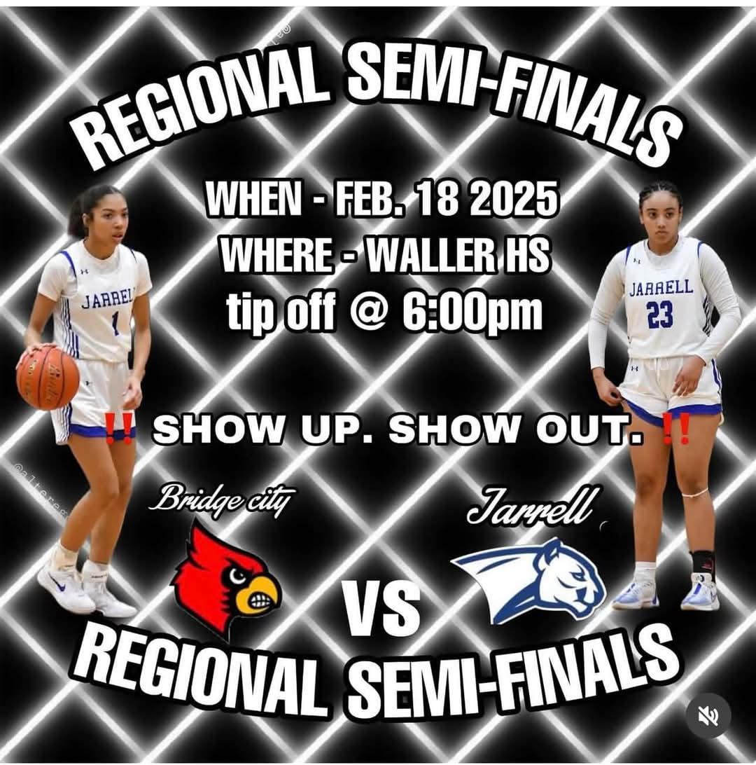 Jarrell Lady Cougars Basketball (@jhsladycougars) on Twitter photo Game Day! The Lady Cougars will face Bridge City tonight in the Regional Semifinal Round of the state playoffs. Come out and support your Lady Cougars! <a href="/Jarrell_ISD/">Jarrell ISD</a> <a href="/coachahaire/">Alan Haire</a> <a href="/LadyCougar_JHS/">Lady Cougar Athletics</a> Game Day! The Lady Cougars will face Bridge City tonight in the Regional Semifinal Round of the state playoffs. Come out and support your Lady Cougars! <a href="/Jarrell_ISD/">Jarrell ISD</a> <a href="/coachahaire/">Alan Haire</a> <a href="/LadyCougar_JHS/">Lady Cougar Athletics</a>