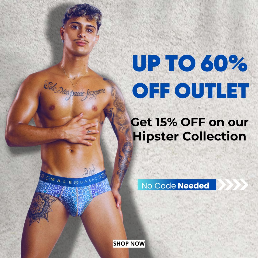 BIG SALE ALERT! 🔥

Up to 60% OFF in our outlet + get 15% OFF on our comfy &amp; stylish Hipster Collection! No code needed. 😎

Hurry, shop now and upgrade your wardrobe with Malebasics! 🛍️✨
#Malebasics #SaleAlert #Menswear #Underwear #ComfortAndStyle