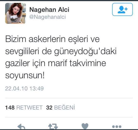Nasuh Bektaş (@nasuhbektas) on Twitter photo Gazeteci Özlem Gürses hakkında, ‘devletin askeri teşkilatını alenen aşağılama’ suçlamasıyla 6 aydan 2 yıla kadar hapis istemiyle iddianame düzenlendi.
<a href="/OzlemGurses/">Özlem Gürses</a>
Nagehan Alçı ? Gazeteci Özlem Gürses hakkında, ‘devletin askeri teşkilatını alenen aşağılama’ suçlamasıyla 6 aydan 2 yıla kadar hapis istemiyle iddianame düzenlendi.
<a href="/OzlemGurses/">Özlem Gürses</a>
Nagehan Alçı ?