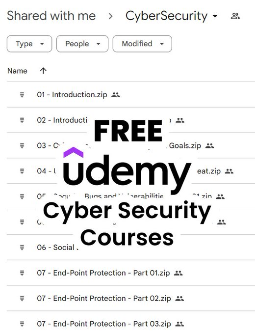 𝐂𝐲𝐛𝐞𝐫 𝐒𝐞𝐜𝐮𝐫𝐢𝐭𝐲 from Zero to Expert

A complete paid course 𝐟𝐫𝐞𝐞 for 24 hours

This will help you land your dream role

Only for the first 𝟓𝟎𝟎 people

Retweet &amp; reply "Course" to get it for free

[Must be following so I can DM you]