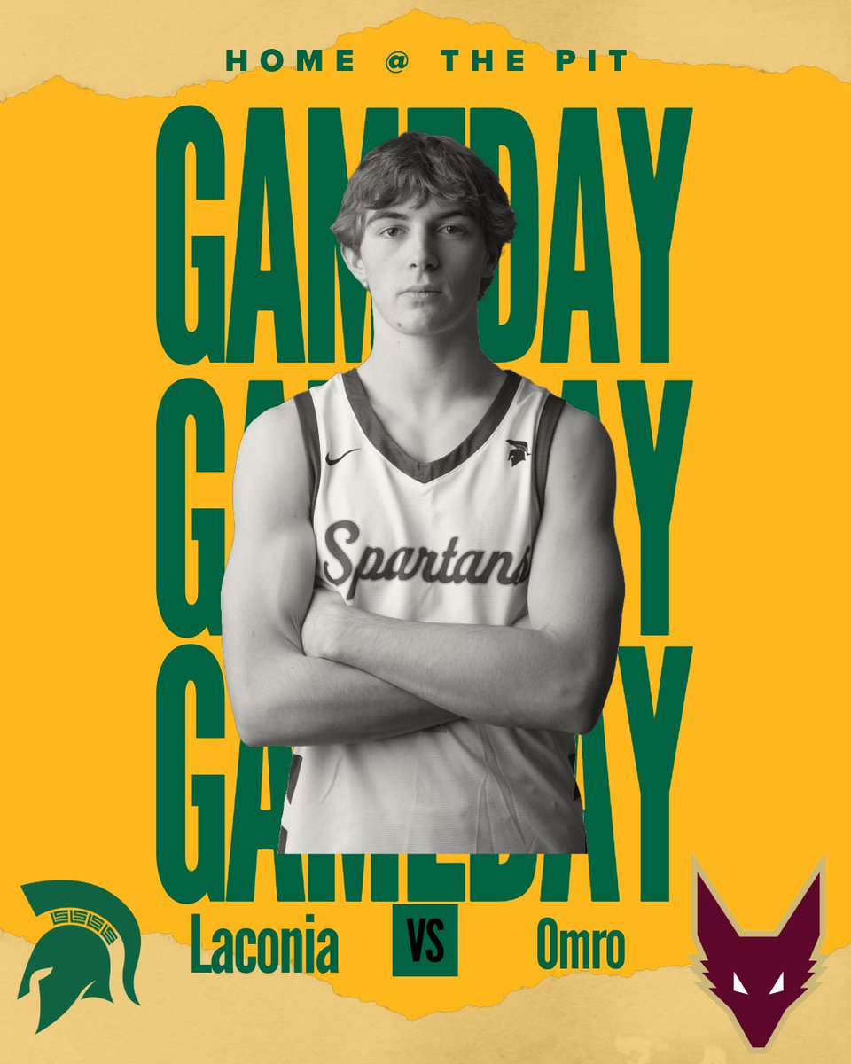 The Spartans take on the Foxes tonight in the Pit! See you there!
#OneFist #DYJ

🆚 Omro
🕖 JV2/JV- 5:50 PM, Varsity - 7:00 PM
📍 Laconia High School
🎥 fan.hudl.com/usa/wi/rosenda…