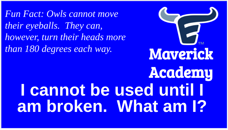 Mav_Academy's tweet photo. Maverick Academy riddle of the day: @FriscoRAIL @EHSFrisco https://t.co/wTjbvVOfnD