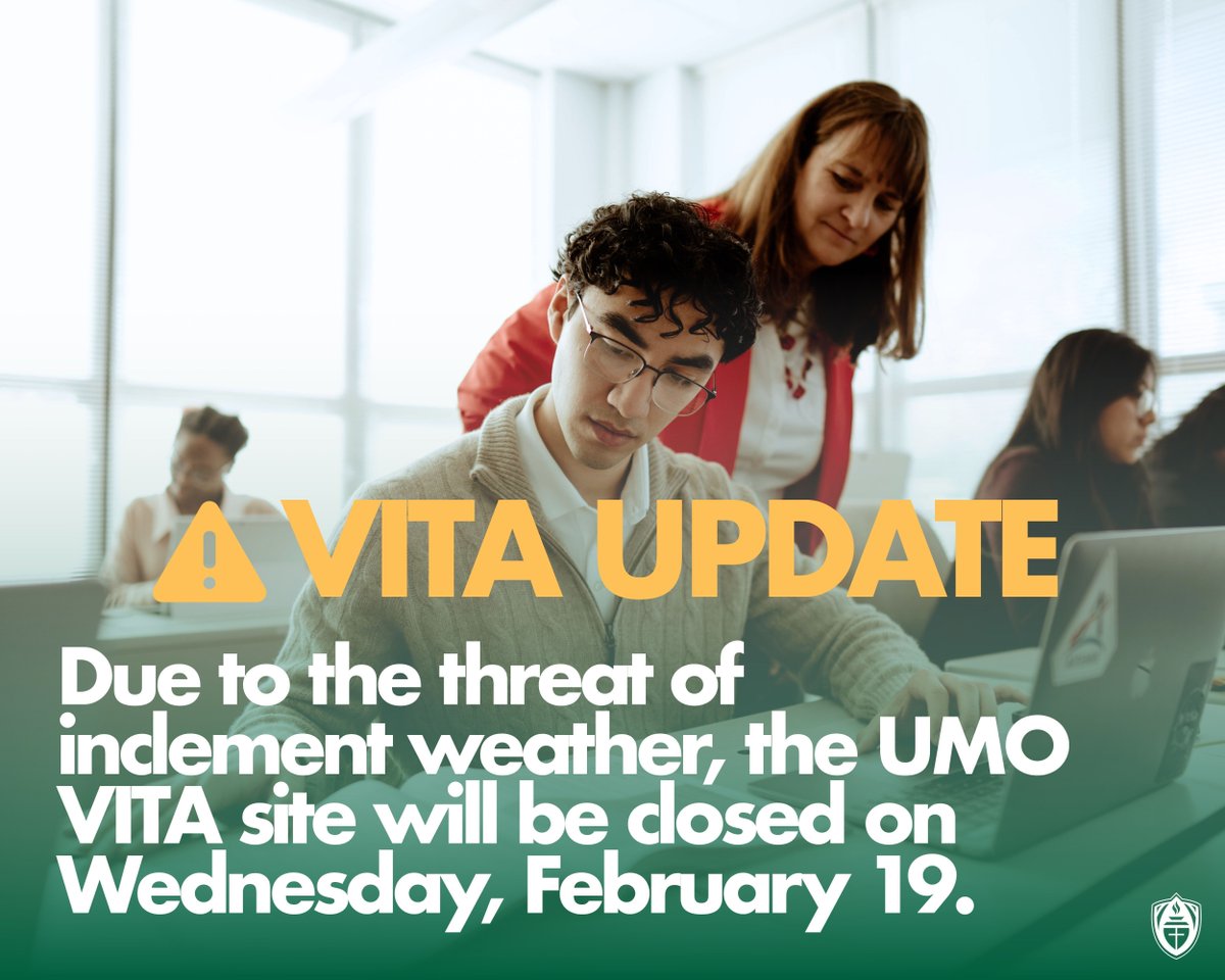 University of Mount Olive (@officialumo) on Twitter photo VITA Update: Due to the threat of inclement weather, the UMO VITA site will be closed on Wednesday, February 19. Please email wwoodall@umo.edu or tanya.smith@umo.edu to reschedule for a future Wednesday. VITA Update: Due to the threat of inclement weather, the UMO VITA site will be closed on Wednesday, February 19. Please email wwoodall@umo.edu or tanya.smith@umo.edu to reschedule for a future Wednesday.