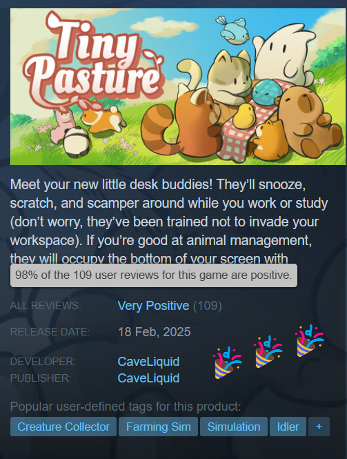 Tiny Pasture ✨Out on Steam Now!💫 tweet media