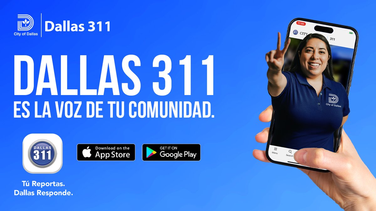 311Dallas's tweet image. Con la App Dallas 311, tu voz no solo se escucha, también se amplifica. 📣🚦🚧📢 #dallasrecreationcenters #dallascode #dallas #dallasrecreationcenter #cityhallonthego #dallascityhall #dallascommunity #dallascitycouncil #dallasnews #latinosdallas #cityofdallas #dallaspubliclibrary