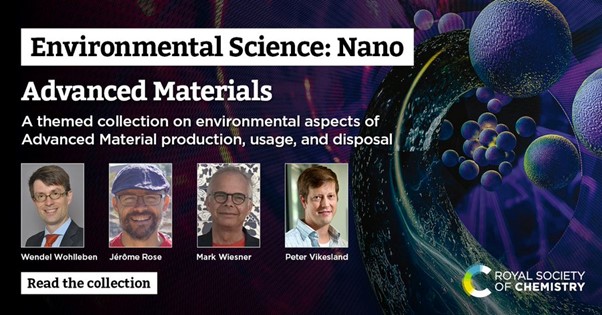 In case you missed it: 
Explore our #ESNANO themed collection on Advanced Materials guest edited by Wendel Wohlleben, Jerome Rose, Mark Wiesner, and Peter Vikesland.
Read the collection at rsc.li/esnano-advanced