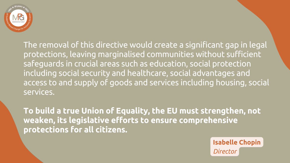 MPG urges the EU Commission to reverse its withdrawal of the Equal Treatment Directive!

This decision weakens EU anti-discrimination law, leaving marginalised communities unprotected.

🔗 Read more MPG Director statement: bit.ly/4gOHV2l