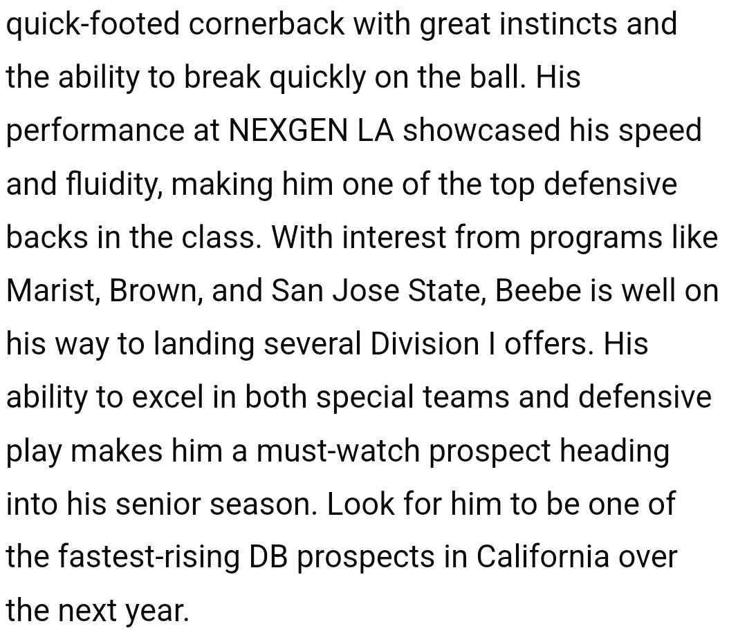 Thank you <a href="/sixstarfootball/">Six Star Football | PLUS+</a> for the article. <a href="/247Sports/">247Sports</a> <a href="/GregBiggins/">Greg Biggins</a> <a href="/JacksonMoore247/">Jackson Moore</a> <a href="/Rivals/">Rivals</a> <a href="/PrepRedzoneCA/">Prep Redzone California</a> <a href="/PrepRedzone/">Prep Redzone 🏈</a> <a href="/One11Recruiting/">One11 Recruiting</a> <a href="/On3Recruits/">On3 Recruits</a>