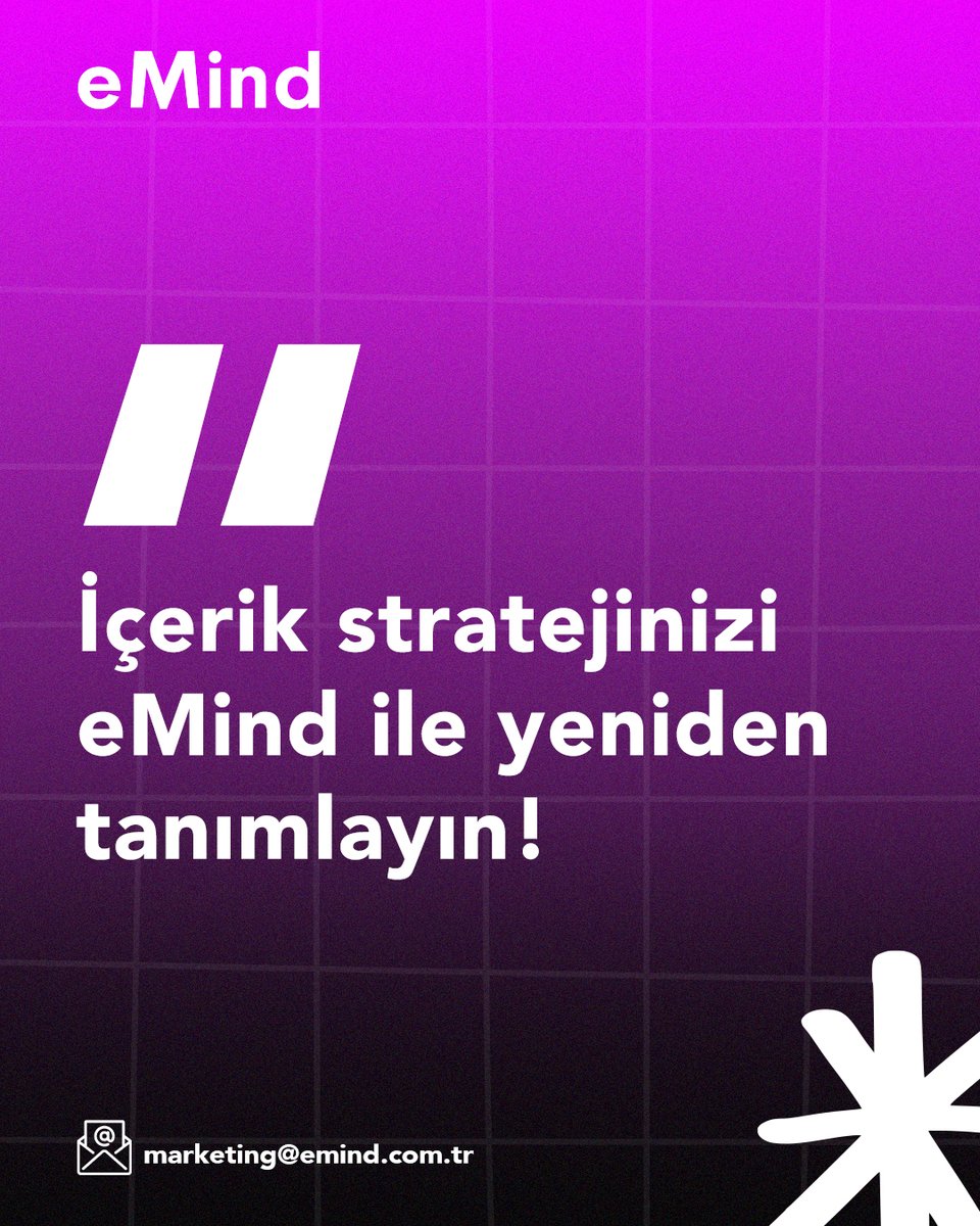 İçerik stratejinizi yeniden tanımlayın! 🎯 eMind ile hedef kitlenize en etkili şekilde ulaşın.
🚀 Dijital varlığınızı güçlendirmek için bizimle iletişime geçin! 📩 marketing@emind.com.tr

#İçerikStratejisi #DijitalDönüşüm #MarkanızıBüyütün #eMind #YeniNesilPazarlama