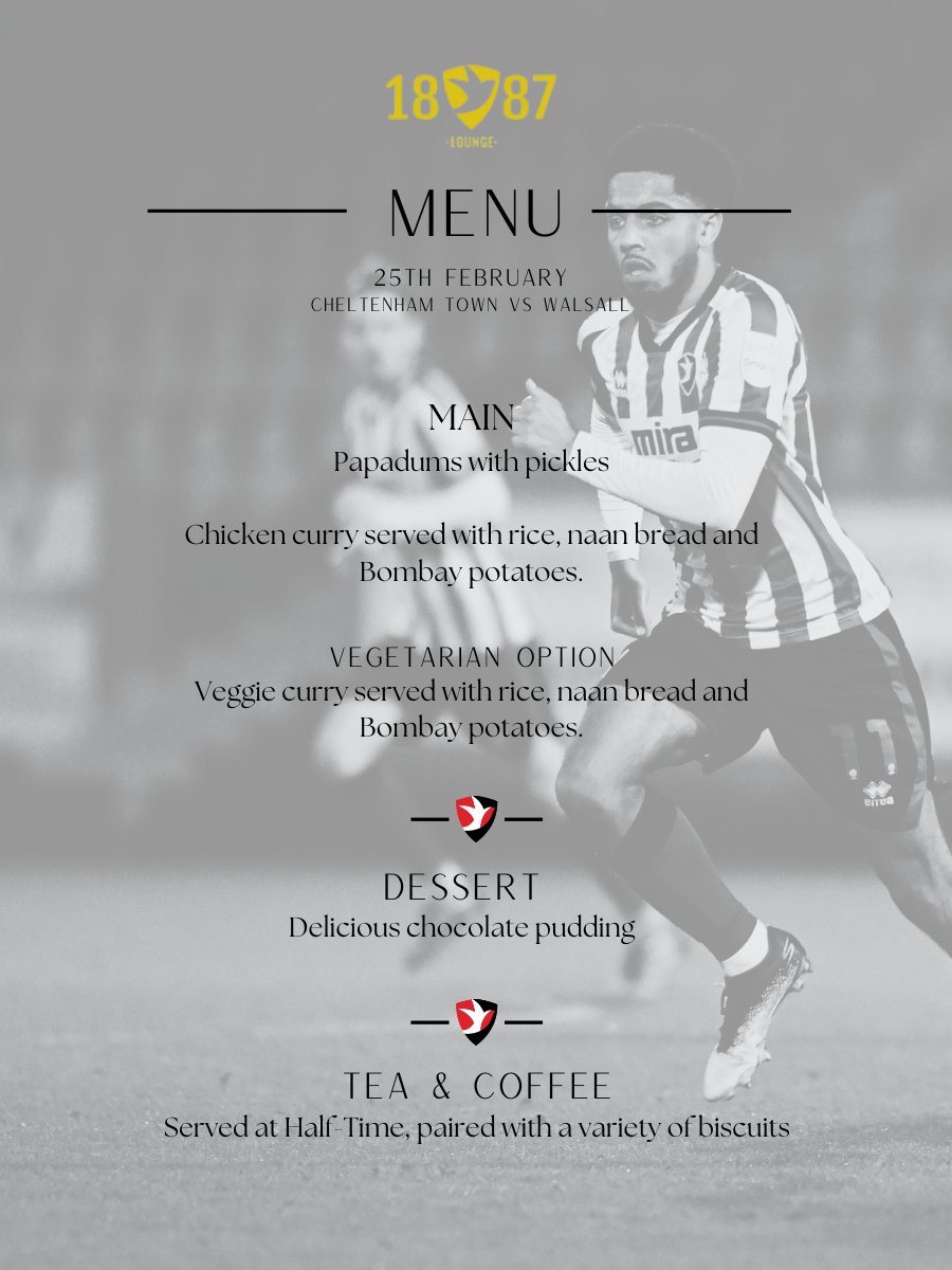 We are giving you the chance to win hospitality tickets in the 1887 Lounge for our clash against league leaders Walsall next Tuesday 🍻

To enter, simply:

👍 Like &amp; share this post
🙋 Tag in the comments who you would bring and why

We'll be drawing a winner at random this