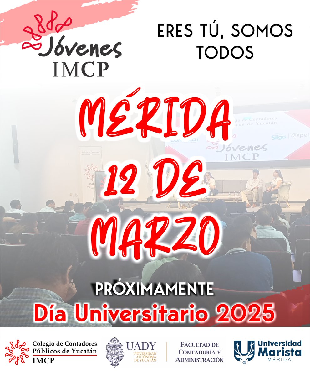 🔴 Ｐ Ｒ Ó Ｘ Ｉ Ｍ Ａ Ｍ Ｅ Ｎ Ｔ Ｅ 🔴

𝑬𝑹𝑬𝑺 𝑻Ú, 𝑺𝑶𝑴𝑶𝑺 𝑻𝑶𝑫𝑶𝑺

Mérida 12 de Marzo
"𝑫í𝒂 𝑼𝒏𝒊𝒗𝒆𝒓𝒔𝒊𝒕𝒂𝒓𝒊𝒐 2025"

#CCPY #SoyRCIP #JóvenesIMCP