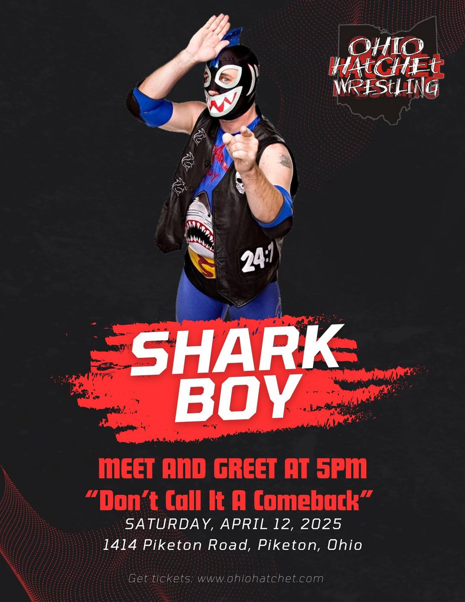 Got anymore sharks? We got the only shark you need, <a href="/SharkBoy24_7/">Shark Boy</a> will be there at <a href="/OhioHatchet/">Larry Bailey</a> on 4/12! I’ve been around SB since the beginning, never got a picture with him, that changes in April!
🦈🦈🦈🦈🦈