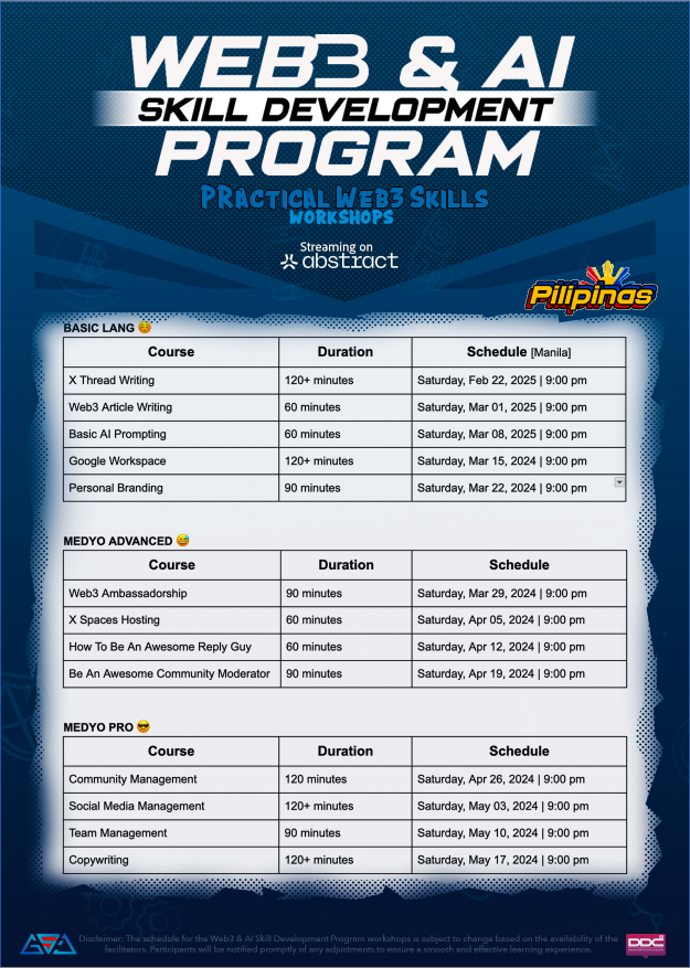 Push na natin to! Streaming on Abstract! Will start with the Philippines. Global schedule will be posted soon along with more technical crash courses  in Q2 or Q3.

Thank you, <a href="/AbstractChain/">Abstract</a>  <a href="/AbstractAngels/">Abstract Angels 💚🪽</a>