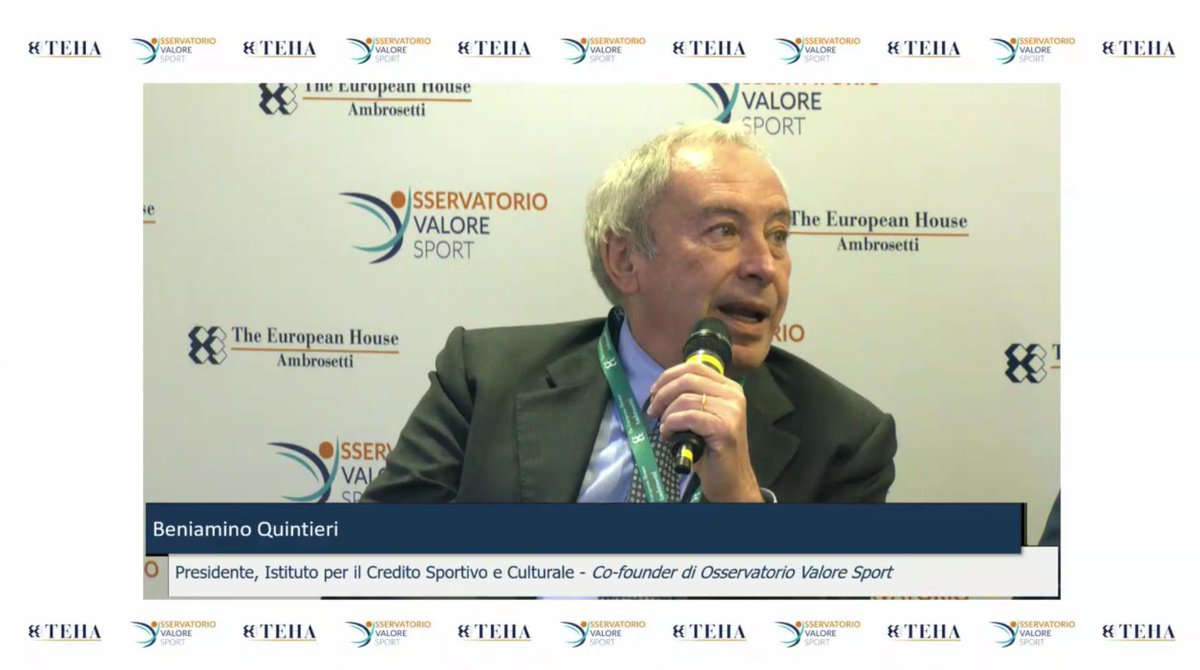 The European House - Ambrosetti (@ambrosetti_) on Twitter photo #OsservatorioValoreSport
Si parla sempre più spesso delle ricadute socio-economiche dello #sport in diversi settori – manifattura, turismo, occupazione, sanità, sociale – che pochi possono vantare. Lo sport è una cosa seria
Beniamino Quintieri, Presidente <a href="/icsc_spa/">Istituto per il Credito Sportivo e Culturale</a> #OsservatorioValoreSport
Si parla sempre più spesso delle ricadute socio-economiche dello #sport in diversi settori – manifattura, turismo, occupazione, sanità, sociale – che pochi possono vantare. Lo sport è una cosa seria
Beniamino Quintieri, Presidente <a href="/icsc_spa/">Istituto per il Credito Sportivo e Culturale</a>