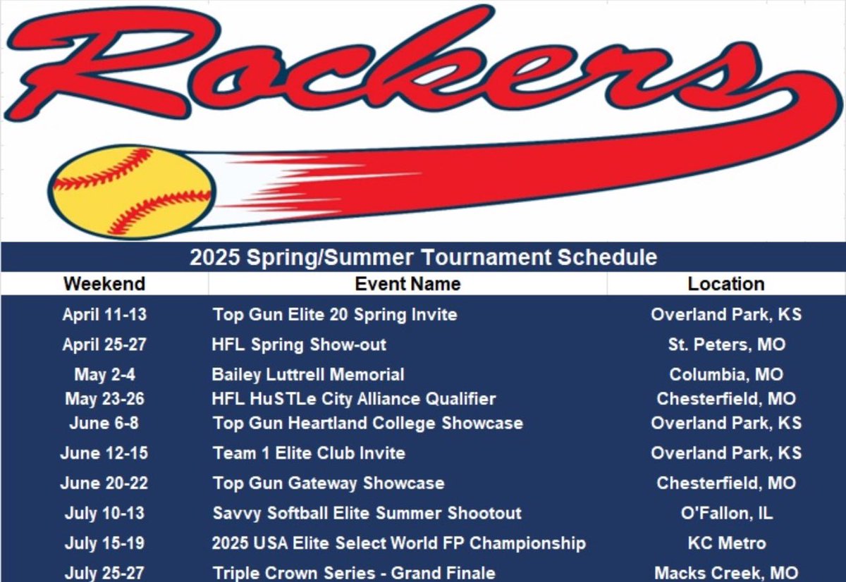 Here is my teams 2025 schedule. Come out and watch some games if you can!