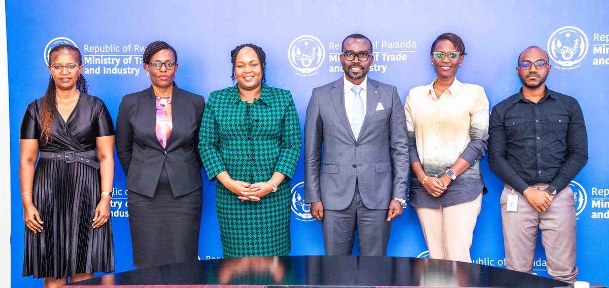 This afternoon, Minister <a href="/P_Sebahizi/">Prudence Sebahizi</a> received <a href="/SGNduva/">Veronica M. Nduva, CBS</a>, <a href="/SMannette1/">Annette Mutaawe Ssemuwemba</a>, and <a href="/KanaFlash/">Flavia Busingye, Director Customs, EAC</a> for a courtesy visit. They discussed ways to boost trade, promote industrialisation, and foster regional integration within the EAC, among other key issues.