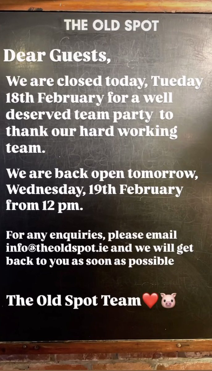 A well deserved catch up with all our lovely team today! See you all tomorrow 🥳🤩🥳 You can book online theoldspot.ie or drop us an email info@theoldspot.ie