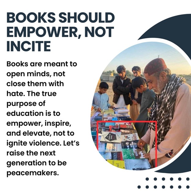 Rooh_a_Ishq's tweet image. Books Should Empower, Not Incite
Books are meant to open minds, not close them with hate. The true purpose of education is to empower, inspire, and elevate, not to ignite violence. Let’s raise the next generation to be peacemakers.

@Shikari0_| @Gumalaan
#StopTheHate #BalochUnity